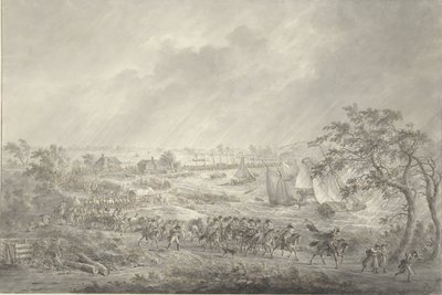 Traversée des troupes anglaises et hanovriennes de Nimègue à Lent sur le pont de bateaux sur la Waal, 7 novembre 1794 - Dirk Langendijk
