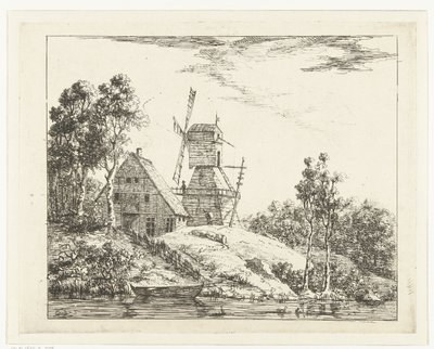 Paysage avec ferme et moulin à Holstein - Dirk Vis Blokhuyzen