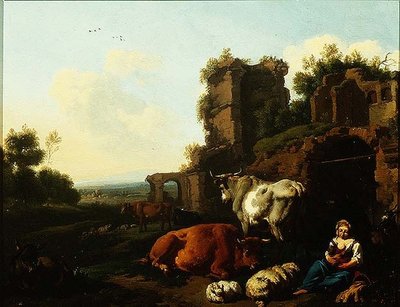 Paysage avec bergère, vers 1670 - Dirk van Berghen