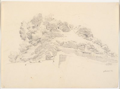 Paysage rocheux avec un peintre sous un parasol - Ditlev Blunck