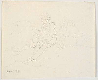 Deux hommes assis sur un rocher - Ditlev Blunck