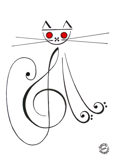 Chat musical - un chat dessiné en utilisant la notation musicale. - Dmitri Smirnov