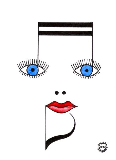 Visage musical - visage féminin dessiné à l