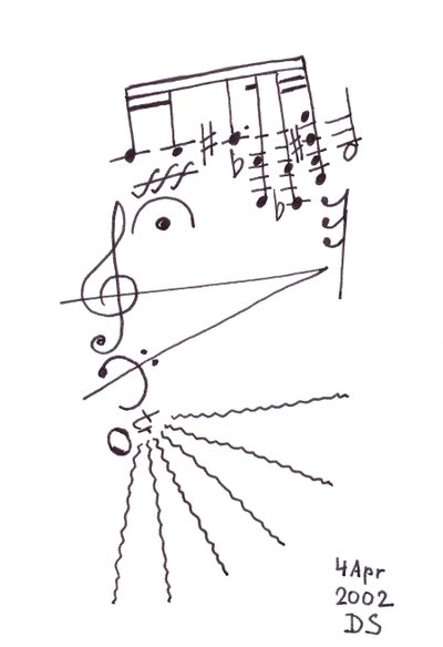 Thrilling Beard" - un visage chantant avec une barbe dessinée en notation musicale - Dmitri Smirnov