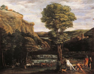 Paysage avec Hercule combattant Achelas transformé en taureau - Domenichino (1581 1641)