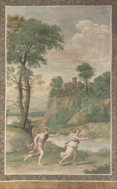 Apollon poursuivant Daphné Fresque de la Villa Aldobrandini, 1617-1618 - Domenichino