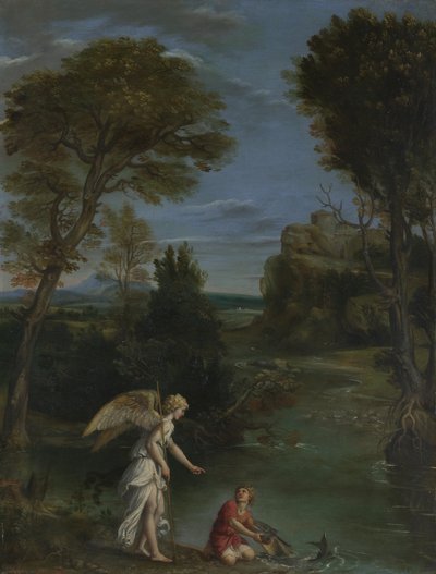 Paysage avec Tobie saisissant le poisson, vers 1612 - Domenichino