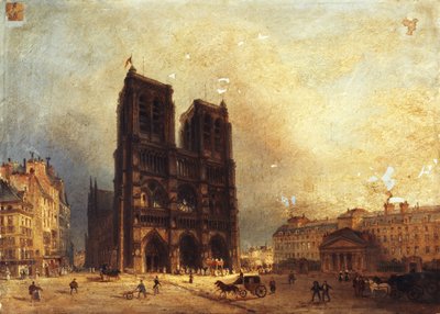Vue du parvis de Notre-Dame, vers 1835 - Domenico Ferri