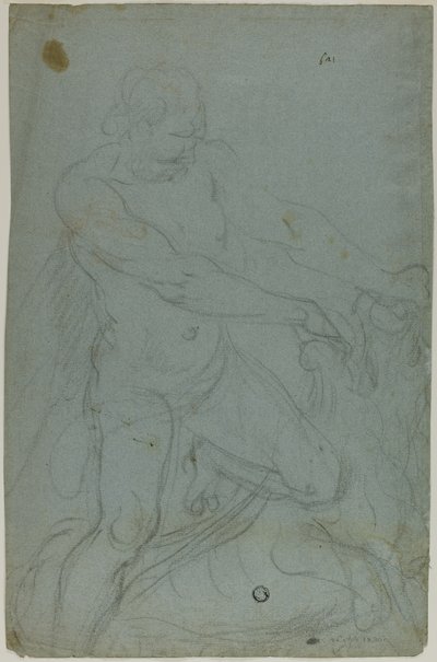 Samson et le Lion (recto); Vierge Marie avec le bras droit étendu (verso) - Domenico Fiasella