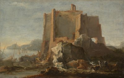 Paysage avec rocher et forteresse, vers 1640-50 - Domenico Gargiulo