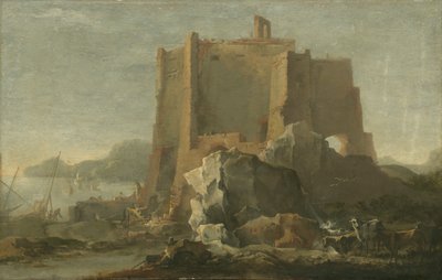 Paysage avec rocher et forteresse, c.1640-50 - Domenico Gargiulo