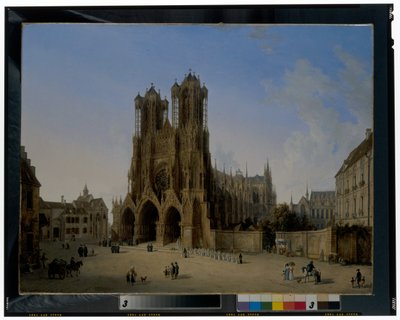 La cathédrale Notre-Dame de Reims avec une procession de communiants - Domenico II Quaglio