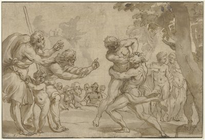 Hercule et Antée - Domenico I Piola