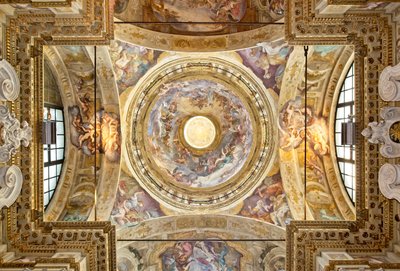 Le dôme avec la représentation du Couronnement de la Vierge, (détail), fin du XVIIe siècle - Domenico I Piola