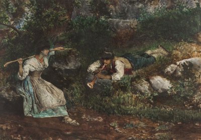 Une contadina italienne courtisée par un berger - Domenico Pennacchini