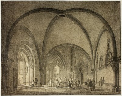 Salle baptismale et cloîtres de la cathédrale de Mayence, de la Collection de bâtiments médiévaux mémorables en Allemagne - Domenico Quaglio
