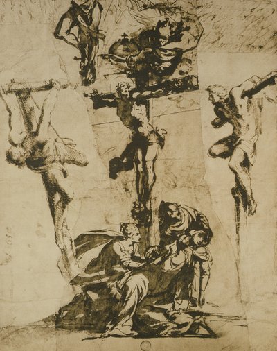 Étude de la Crucifixion et de la Vierge évanouie - Domenico Robusti Tintoretto