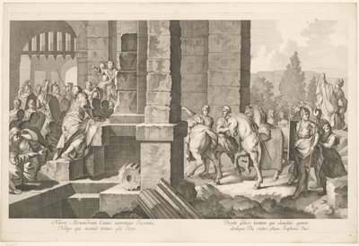Cortège militaire entrant dans un bâtiment (Triomphe d