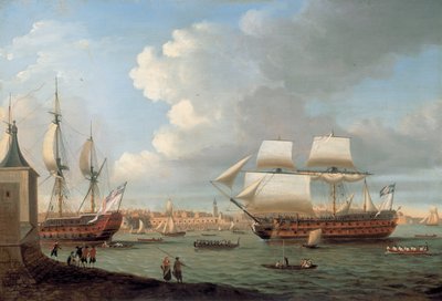 Foudroyant et Pégase entrant dans le port de Portsmouth, 1782 - Dominic Serres