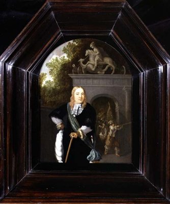 Portrait du capitaine Jacobus Van Der Burgh devant la Doeler Poort, Leiden - Dominicus van Tol