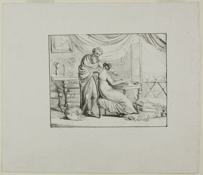 Denon instruisant une jeune femme dessinant sur une pierre lithographique - Dominique Vivant Denon