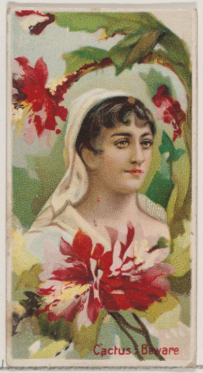 Cactus : Attention, de la série Beautés florales et langage des fleurs N75 pour Duke, 1892 - Donaldson Brothers
