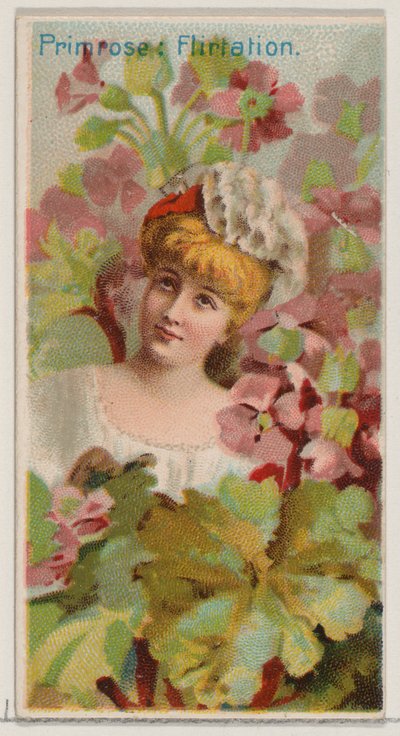 Primevère : Flirtation, de la série Beautés florales et langage des fleurs N75 pour Du..., 1892 - Donaldson Brothers