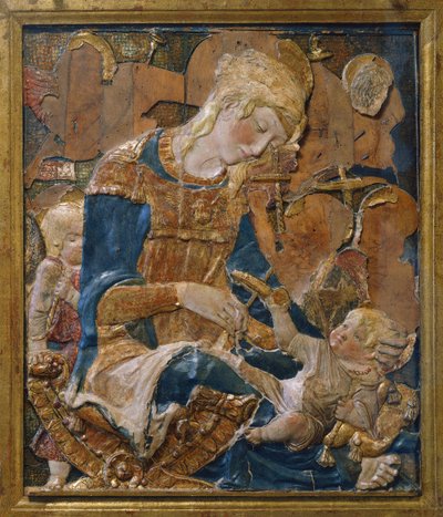 Madone avec Enfant, attribuée à Donato di Niccolò di Betto Bardi dit Donatello (ca 1386-1466), relief en terre cuite, Italie - Donatello