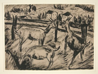 Chèvres et paysage - Dora Bromberger