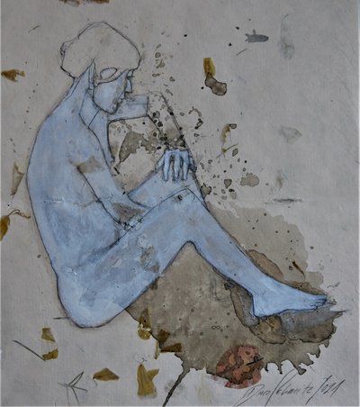 Figure bleue contemplative - Doris Schmitz