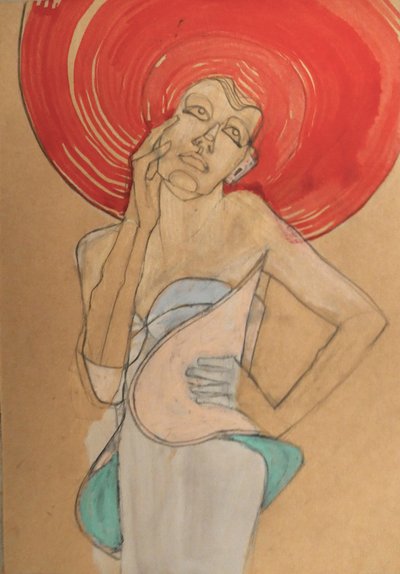 Une femme élégante au chapeau rouge - Doris Schmitz