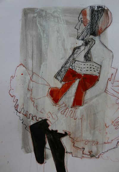 Femme élégante avec un nœud rouge - Doris Schmitz