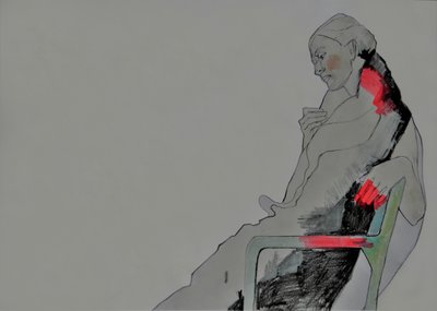 Femme pensive assise - Doris Schmitz
