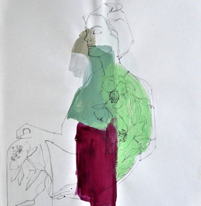 Femme sereine aux motifs floraux - Doris Schmitz