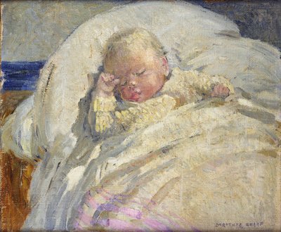 Un bébé endormi (huile sur toile) - Dorothea Sharp