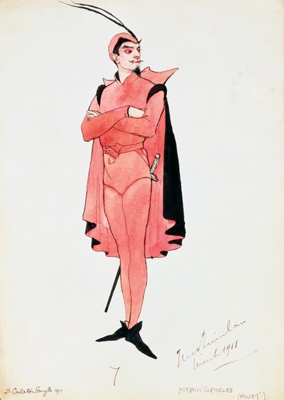 Costume pour Méphistophélès dans Faust par Charles Gounod, esquisse par Carleton Smyth, pour une représentation en 1911, 20e siècle - Dorothy Carleton Smyth