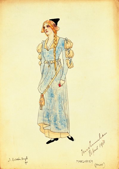 Croquis de costume pour Marguerite pour la représentation de Faust - Dorothy Carleton Smyth