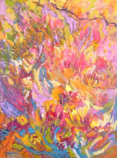 Fleurs abstraites aux couleurs vives - Dorothy Fagan