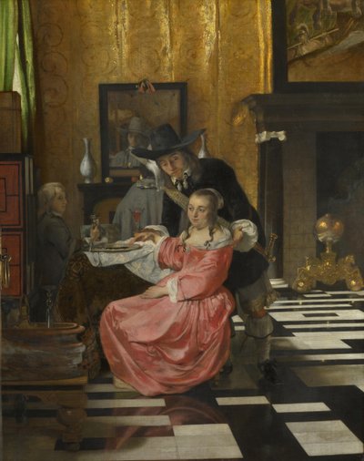 Un intérieur, avec une femme refusant un verre de vin, vers 1660 - Dutch Master