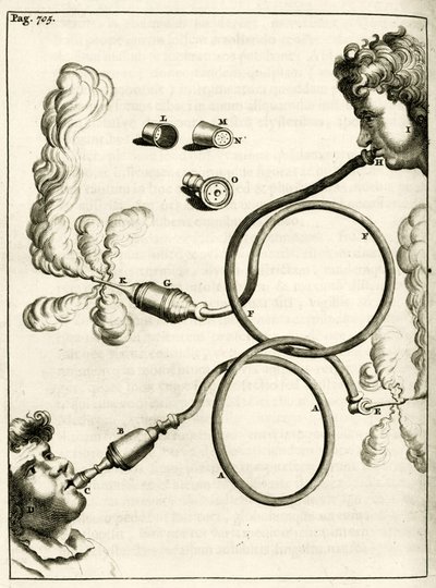 Appareil pour lavements de fumée de tabac, de Exercitationes Practicae circa Medendi Methodum par Frederik Dekkers, 1694 - Dutch School