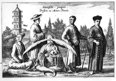 Prêtres et moines chinois, de China Illustrated par Athanasius Kircher (1601-80) - Dutch School