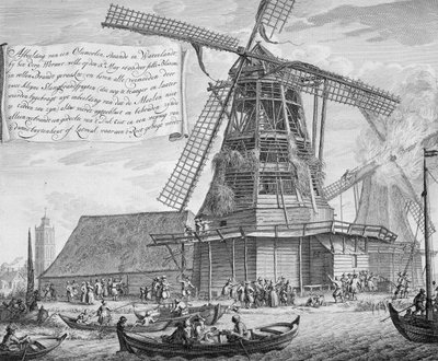 Lutte contre un incendie dans un moulin à vent près de Worden, d