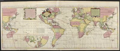 Carte du Monde, avec variations magnétiques - Dutch School