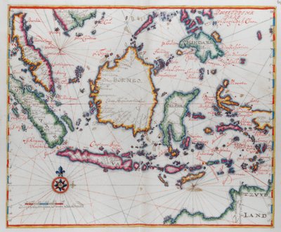 Carte montrant Bornéo, Célèbes (Sulawesi), Java et d