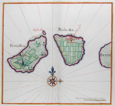 Carte montrant deux des îles Banda - Dutch School