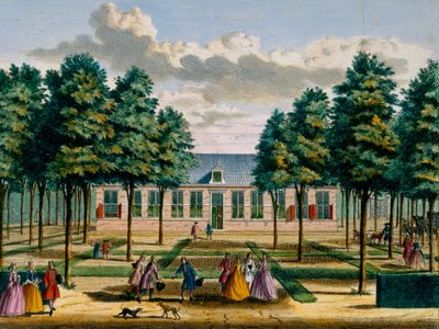 Vue de la maison Jagerlust, de Het Zeganpralent Kennemerlant par Hendrick de Leth et Matthias Brouerius Van Nidek, publié vers 1700-1730 - Dutch School