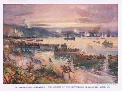 Les opérations des Dardanelles : le débarquement des Australiens à Gallipoli, avril 1915 - E.S. Hodgson