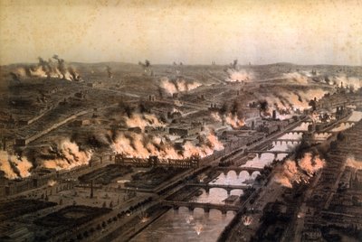 Panorama des incendies à Paris pendant la Commune, mai 1871 - E. Daroy