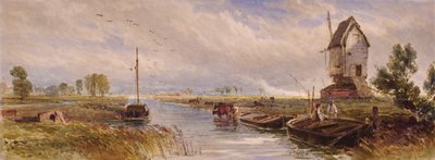 Paysage avec moulin à vent - E Ellis