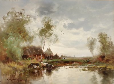 Paysage avec moulin à vent - E. Landseer Harris